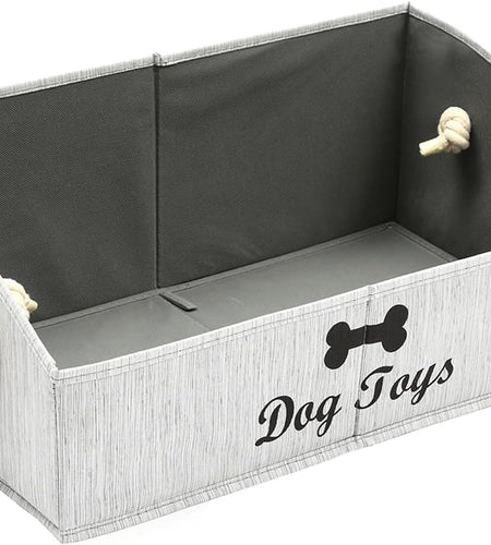Canvas Pet Toy and Accessory Storage Bin, Basket Chest Organizer - Perfect for Organizing Pet Toys, Blankets, Leashes and Food 0605