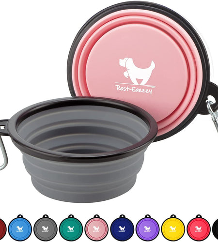 Expandable Dog Bowls for Travel, 2-Pack Dog Portable Water Bowl for Dogs Cats Pet Foldable Feeding Watering Dish for Traveling Camping Walking with 2 Carabiners, BPA Free